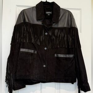 Lamarque 100% Leather Fringe Jacket – Western Suede + Smooth Leather | XS